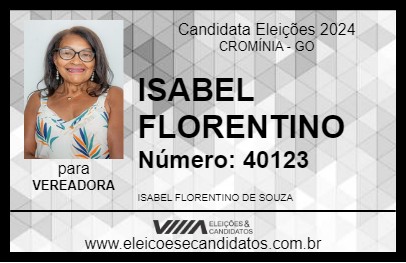 Candidato ISABEL FLORENTINO 2024 - CROMÍNIA - Eleições