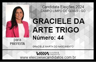 Candidato GRACIELE DA ARTE TRIGO 2024 - CAMPO LIMPO DE GOIÁS - Eleições