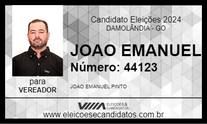 Candidato JOAO EMANUEL 2024 - DAMOLÂNDIA - Eleições