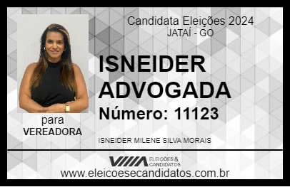 Candidato ISNEIDER ADVOGADA 2024 - JATAÍ - Eleições