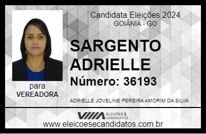 Candidato SARGENTO ADRIELLE 2024 - GOIÂNIA - Eleições