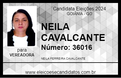 Candidato NEILA CAVALCANTE 2024 - GOIÂNIA - Eleições