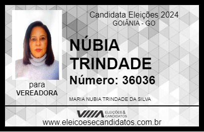 Candidato NÚBIA TRINDADE 2024 - GOIÂNIA - Eleições