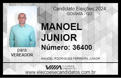 Candidato MANOEL JUNIOR 2024 - GOIÂNIA - Eleições