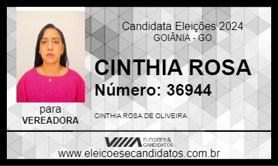 Candidato CINTHIA ROSA 2024 - GOIÂNIA - Eleições