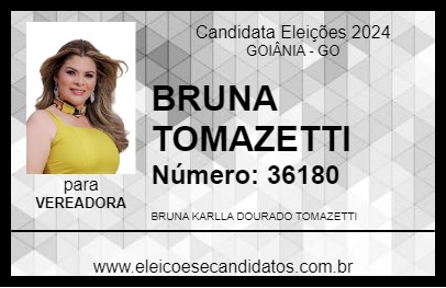 Candidato BRUNA TOMAZETTI 2024 - GOIÂNIA - Eleições