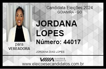 Candidato JORDANA LOPES 2024 - GOIANIRA - Eleições