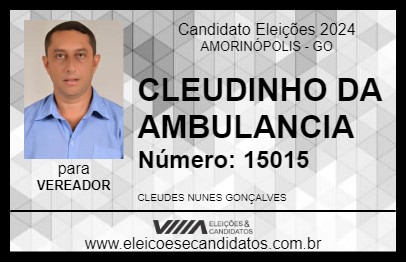 Candidato CLEUDINHO DA AMBULANCIA 2024 - AMORINÓPOLIS - Eleições