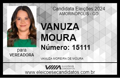 Candidato VANUZA MOURA 2024 - AMORINÓPOLIS - Eleições