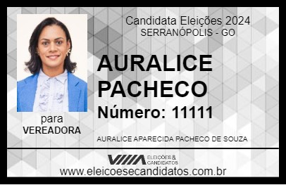 Candidato AURALICE PACHECO 2024 - SERRANÓPOLIS - Eleições