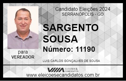 Candidato SARGENTO SOUSA 2024 - SERRANÓPOLIS - Eleições