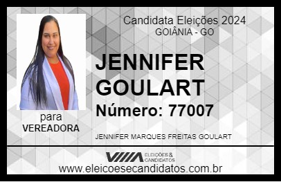 Candidato JENNIFER GOULART 2024 - GOIÂNIA - Eleições