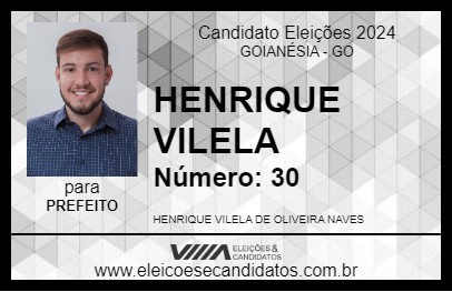 Candidato HENRIQUE VILELA 2024 - GOIANÉSIA - Eleições