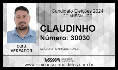 Candidato CLAUDINHO DA AUTOESCOLA 2024 - GOIANÉSIA - Eleições