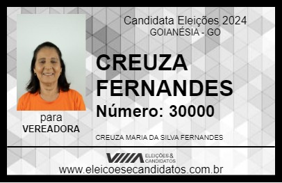 Candidato CREUZA FERNANDES 2024 - GOIANÉSIA - Eleições