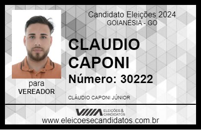 Candidato CLAUDIO CAPONI 2024 - GOIANÉSIA - Eleições