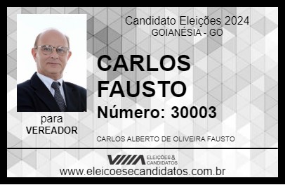 Candidato CARLOS FAUSTO 2024 - GOIANÉSIA - Eleições