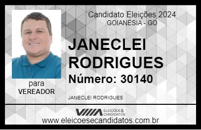 Candidato JANECLEI RODRIGUES 2024 - GOIANÉSIA - Eleições