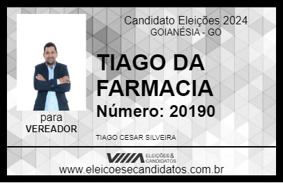 Candidato TIAGO DA FARMACIA 2024 - GOIANÉSIA - Eleições