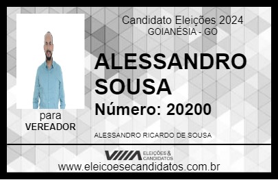 Candidato ALESSANDRO SOUSA 2024 - GOIANÉSIA - Eleições