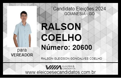 Candidato RALSON COELHO 2024 - GOIANÉSIA - Eleições