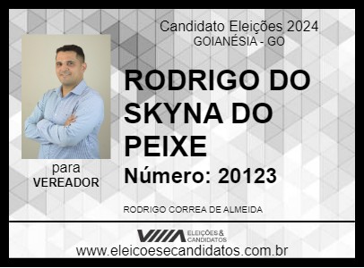 Candidato RODRIGO DO SKYNA DO PEIXE 2024 - GOIANÉSIA - Eleições