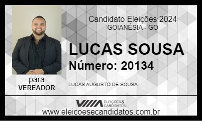 Candidato LUCAS SOUSA 2024 - GOIANÉSIA - Eleições