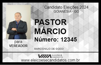 Candidato PASTOR MÁRCIO 2024 - GOIANÉSIA - Eleições