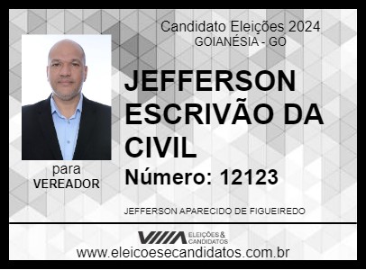 Candidato JEFFERSON ESCRIVÃO DA CIVIL 2024 - GOIANÉSIA - Eleições