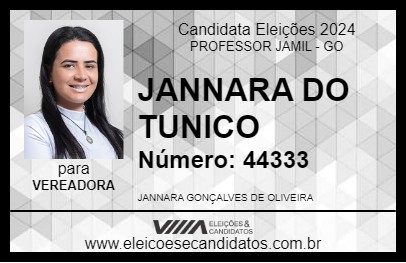 Candidato JANNARA DO TUNICO 2024 - PROFESSOR JAMIL - Eleições