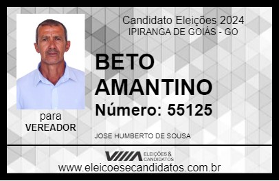 Candidato BETO AMANTINO 2024 - IPIRANGA DE GOIÁS - Eleições