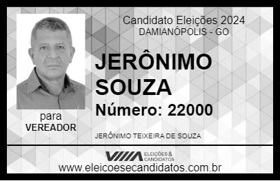 Candidato JERÔNIMO SOUZA 2024 - DAMIANÓPOLIS - Eleições