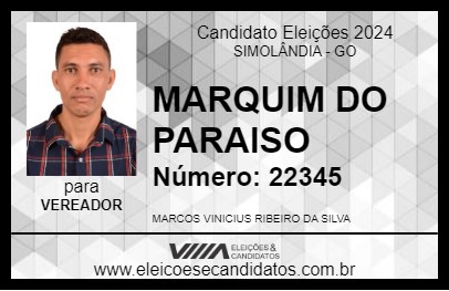 Candidato MARQUIM DO PARAISO 2024 - SIMOLÂNDIA - Eleições