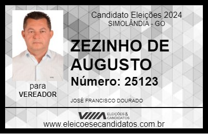 Candidato ZEZINHO DE AUGUSTO 2024 - SIMOLÂNDIA - Eleições