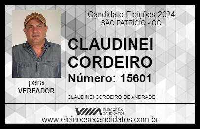 Candidato CLAUDINEI CORDEIRO 2024 - SÃO PATRÍCIO - Eleições