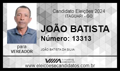 Candidato JOÃO BATISTA 2024 - ITAGUARI - Eleições