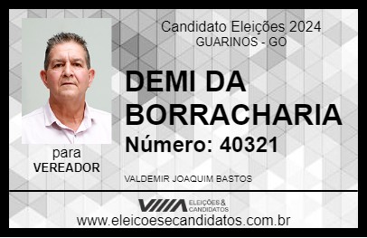 Candidato DEMI DA BORRACHARIA 2024 - GUARINOS - Eleições