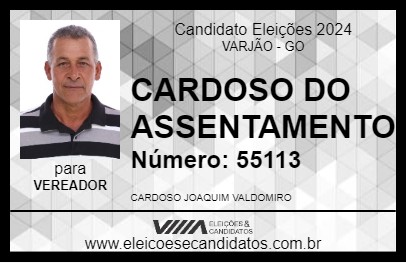 Candidato CARDOSO DO ASSENTAMENTO 2024 - VARJÃO - Eleições