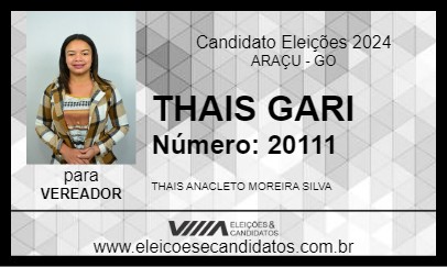 Candidato THAIS GARI 2024 - ARAÇU - Eleições