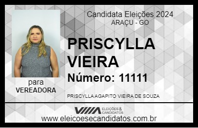 Candidato PRISCYLLA VIEIRA 2024 - ARAÇU - Eleições