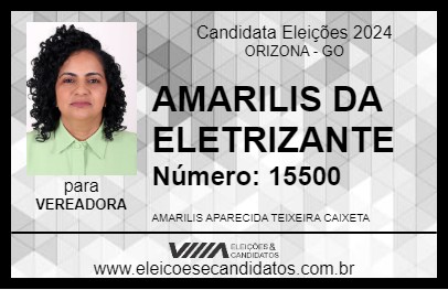 Candidato AMARILIS DA ELETRIZANTE 2024 - ORIZONA - Eleições