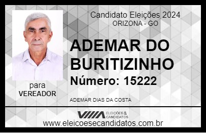 Candidato ADEMAR DO BURITIZINHO 2024 - ORIZONA - Eleições