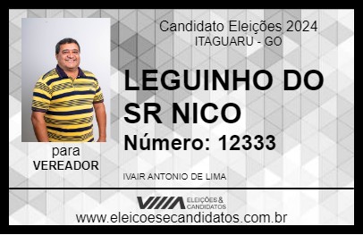 Candidato LEGUINHO DO SR NICO 2024 - ITAGUARU - Eleições