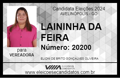 Candidato LAININHA DA FEIRA 2024 - AVELINÓPOLIS - Eleições