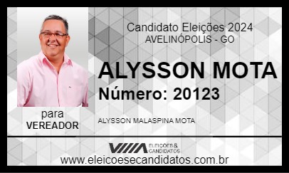 Candidato ALYSSON MOTA 2024 - AVELINÓPOLIS - Eleições