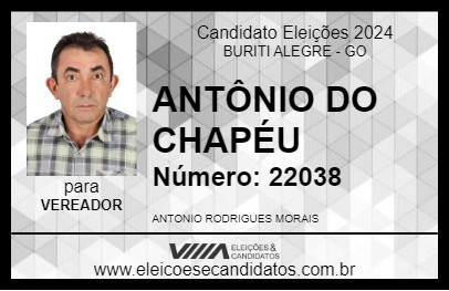 Candidato ANTÔNIO DO CHAPÉU 2024 - BURITI ALEGRE - Eleições