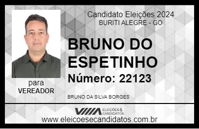 Candidato BRUNO DO ESPETINHO 2024 - BURITI ALEGRE - Eleições