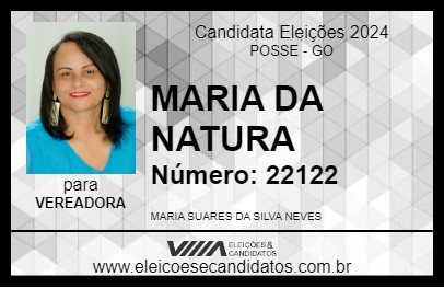 Candidato MARIA DA NATURA 2024 - POSSE - Eleições