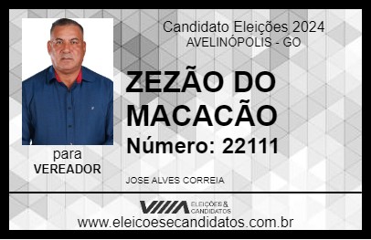 Candidato ZEZÃO DO MACACÃO 2024 - AVELINÓPOLIS - Eleições