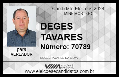 Candidato DEGES TAVARES 2024 - MINEIROS - Eleições